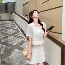 法式轻奢高级感名媛小香风套装女夏季上衣半身裙小个子两件套蕾丝