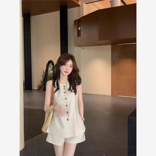两件套套装 随心玩家老钱风慵懒马甲短裤 女夏穿搭一整套