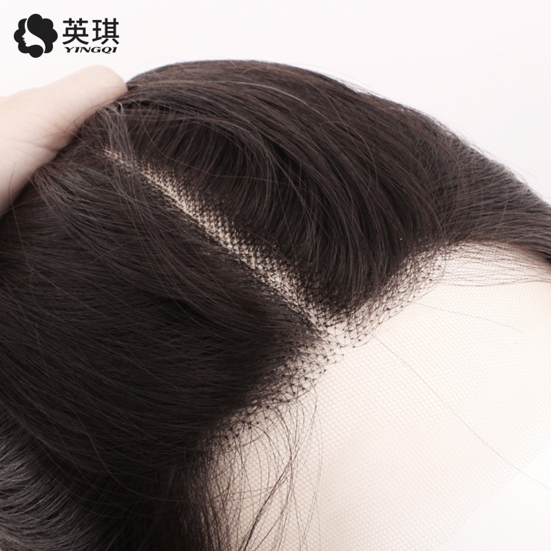 英琪假发女长发八字浏海时尚长卷发真人发丝中长气垫烫自然全头套