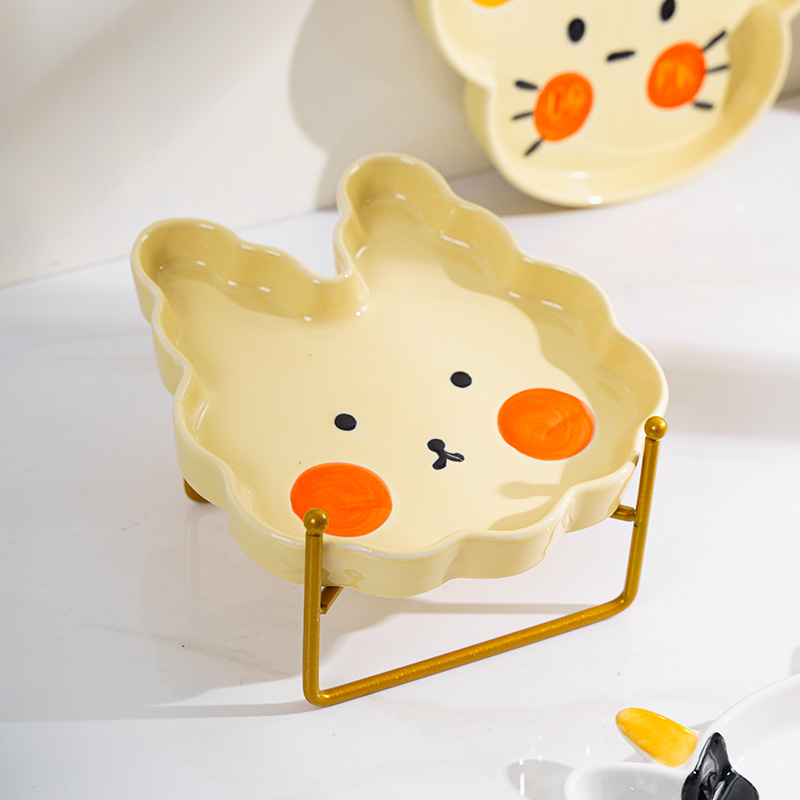 猫碗陶瓷增高架加菲扁脸专用狗食盆高脚护颈防翻猫盘护颈宠物粮碗