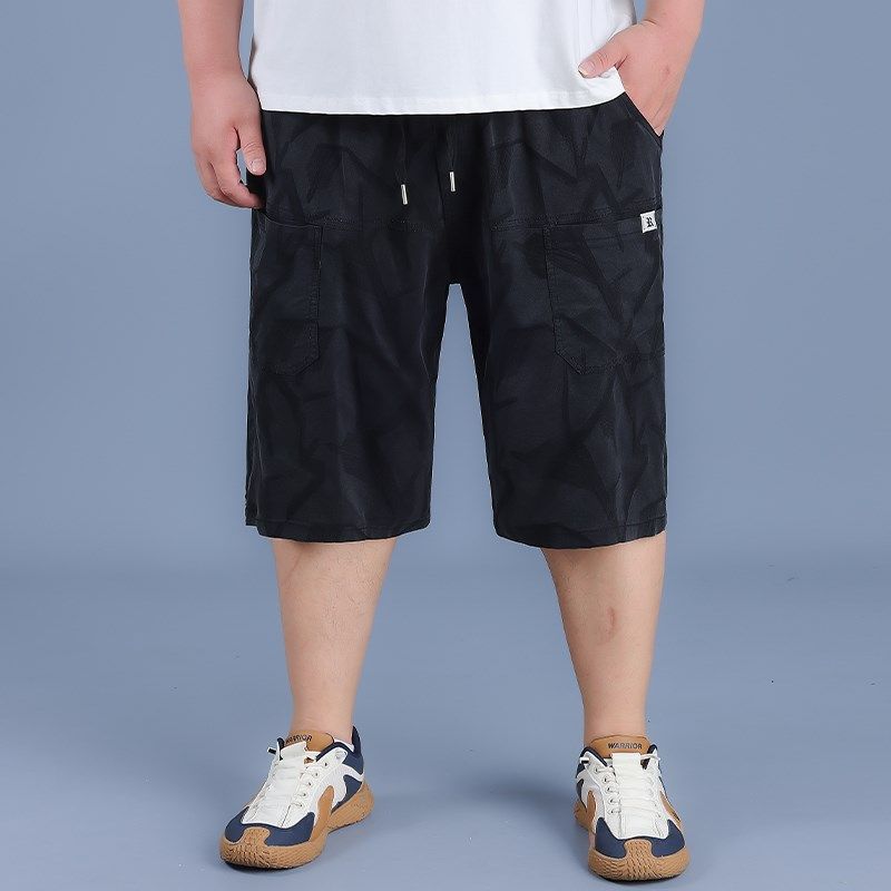 短裤男夏季大码弹力松紧腰提花五分裤加肥加大百搭男士休闲裤胖子,男装,短裤,淘宝优惠券,粉丝福利购,淘宝优惠卷