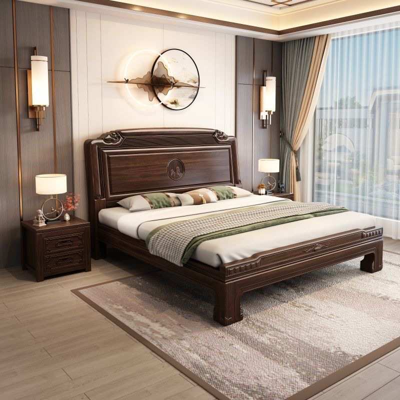 新中式南美紫檀实木床1.5米仿古雕花卧室古典榫卯结构1.8米实木床