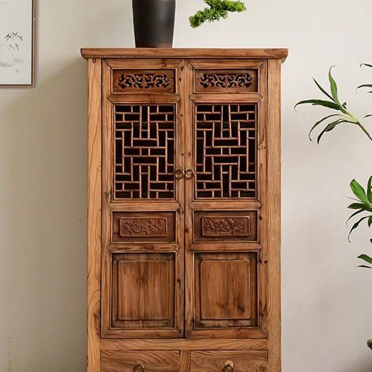 全实木餐边柜老榆木储物柜旧木收纳柜民宿家具中式仿古茶室茶边柜