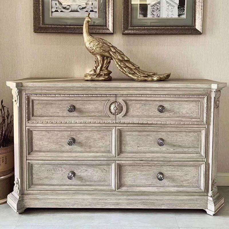 美式六斗柜实木复古玄关柜欧式餐边柜art建筑复兴卧室梳妆台