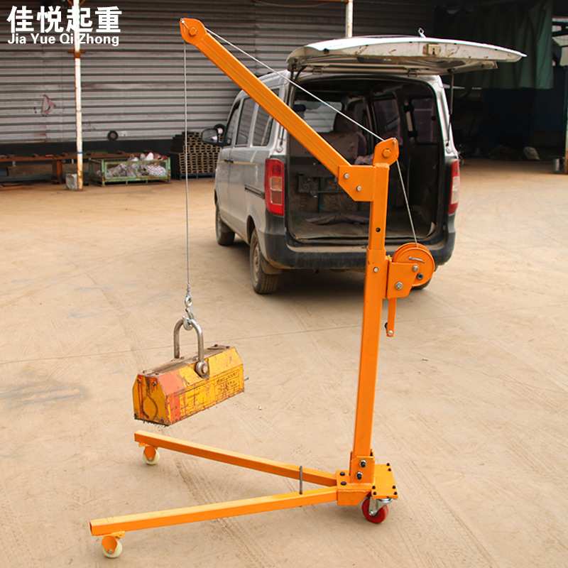 可折叠手推起吊机 小型移动式手动搬运吊车 手摇便携式吊机家用