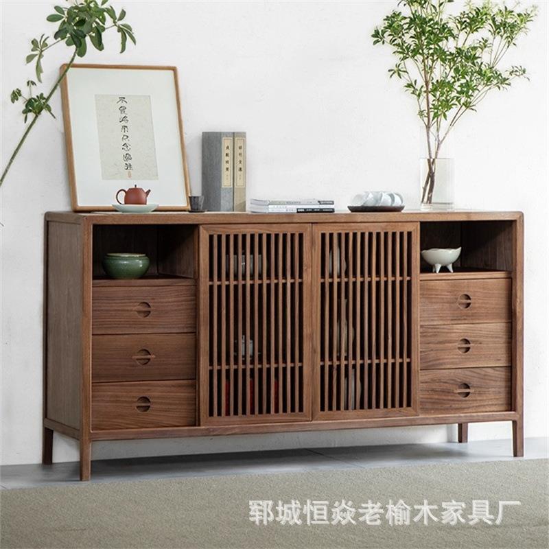 新中式老榆木储物柜玄关斗柜抽屉置物柜茶具茶杯收纳柜榆木家具
