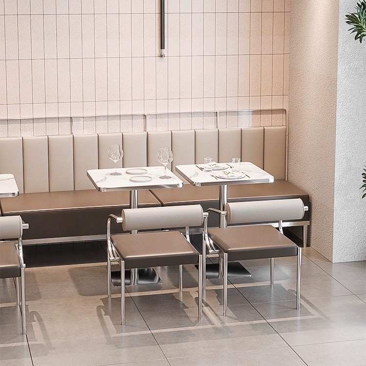 不锈钢桌椅组合小吃店快餐厅咖啡厅商用洽谈主题餐厅卡座沙发