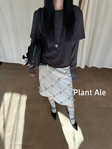 Plant Ale~春上新设计感花朵显瘦直筒半裙