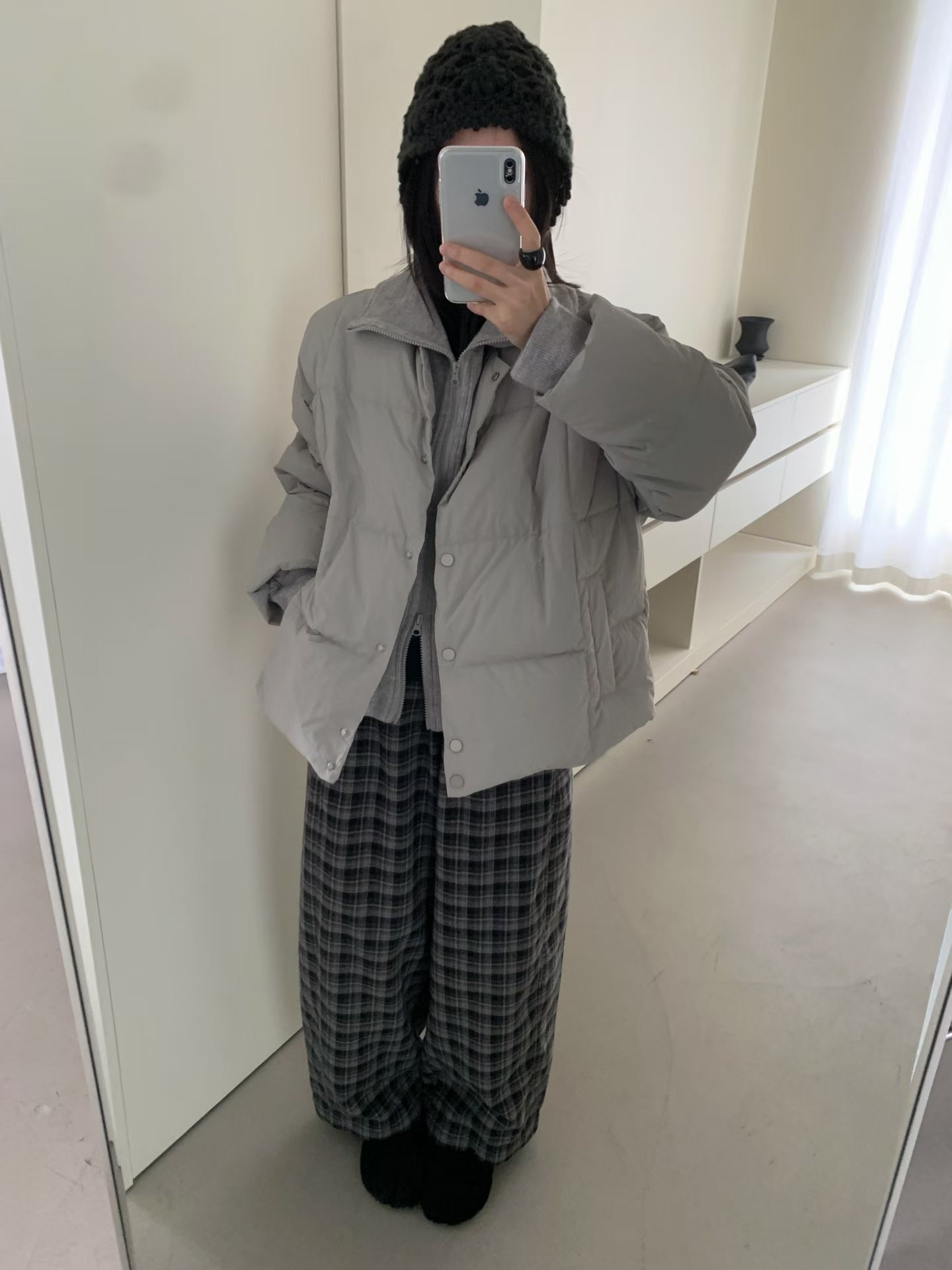 About moon～冬上新设计款假两件百搭超韩保暖羽绒服