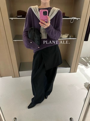 PLANT ALE天丝棉屁帘设计休闲裤女高腰裤子老钱风假两件阔腿裤秋