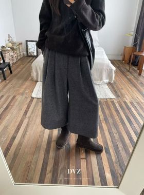 DVZ~冬上新羊毛压褶百搭显瘦八分休闲裤