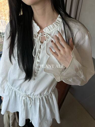 Plant Ale~春上新棉麻木耳边可抽绳设计感连衣裙