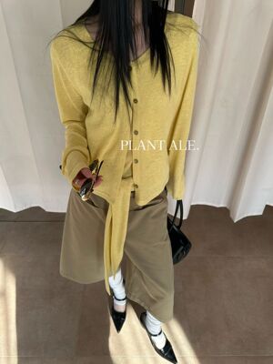 Plant Ale～春上新韩系真两件设计感纽扣系带针织开衫