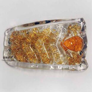 水晶灯具配件金枝玉叶玻璃片梯形黄沙小孔橄榄玉片吸顶灯吊灯灯片