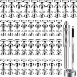 148件按扣套件不锈钢大白扣四合扣 皮革服装暗扣扣子含工具套装