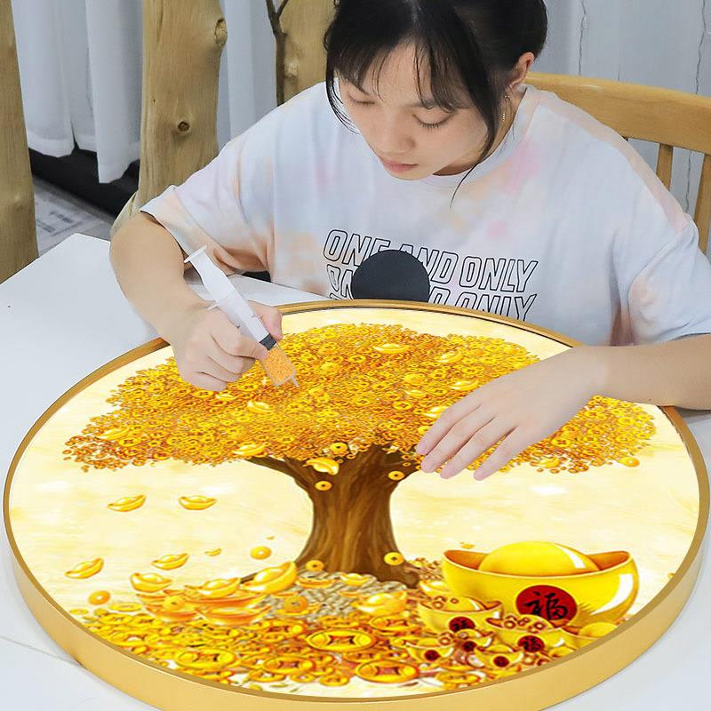 5D钻石画2023满钻新款客厅黄金满地发财树水晶贴钻砖石十字绣2024