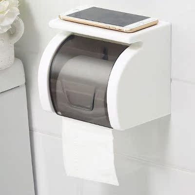 包邮卫生间防水卷纸架家用简约厕所纸巾盒 免打孔可放手机纸巾筒