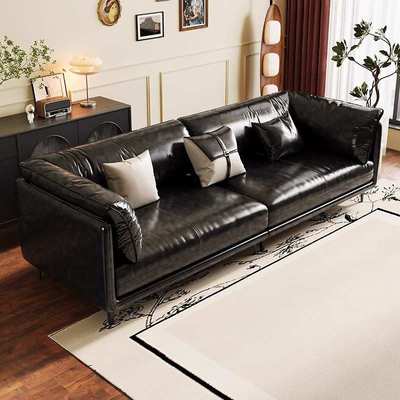 法式复古风油蜡皮沙发简约小户型客厅hug怀抱美式豪华沙发中古风