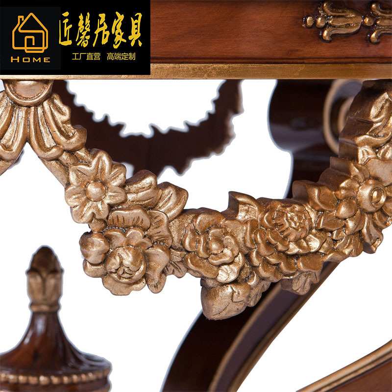 亚历山大家具新古典圆形桃花心木观景台米皮皮花茶桌家具