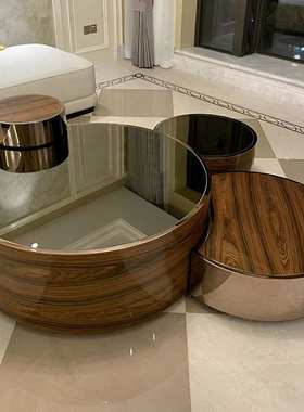 意式圆形组合茶几轻奢后现代FeiDi简约套几北欧实木边几家具厂家