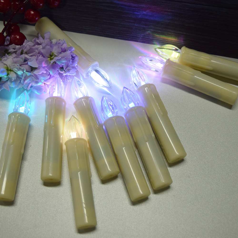 led蜡烛灯全彩水晶灯头圣诞树装饰仿真塑料遥控定时电子蜡烛跨境
