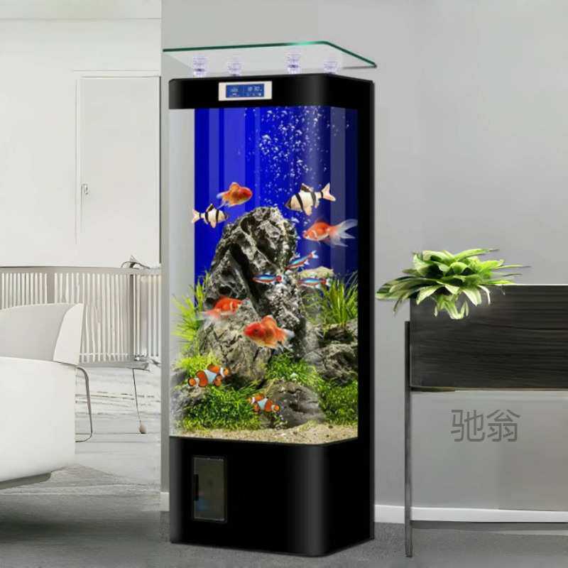 麓f生态智能成型旁水族箱电视柜鱼缸立式金鱼缸2024一体玻璃客厅