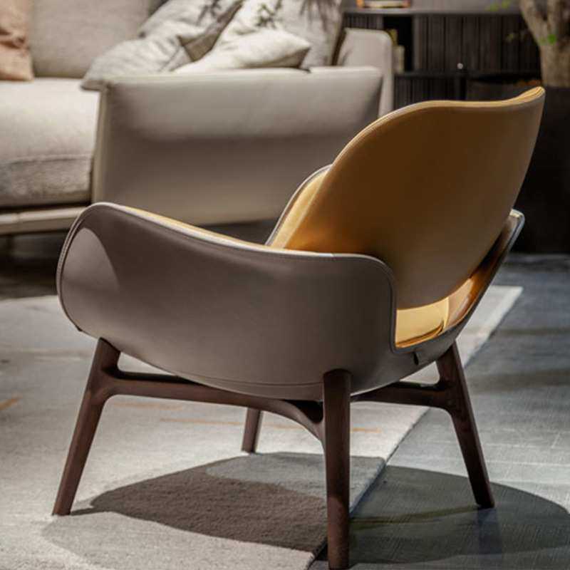 米兰新款网红设计师椅子实木北欧沙发椅客厅单人靠背休闲椅