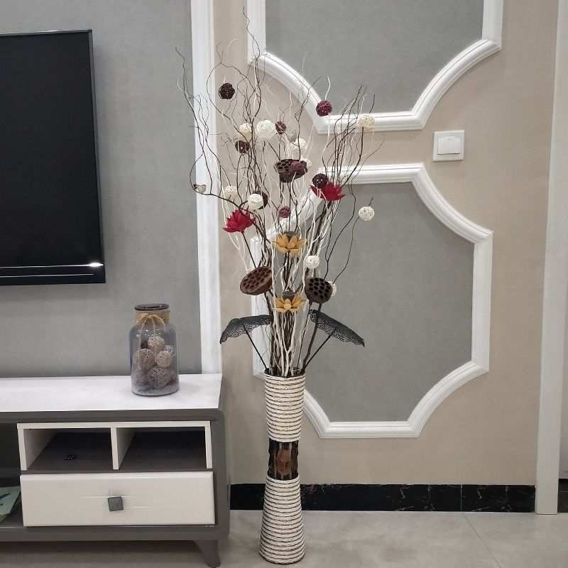 风干干花装饰客厅玄关卧室落地房间仿真花中式轻奢复古现代居家