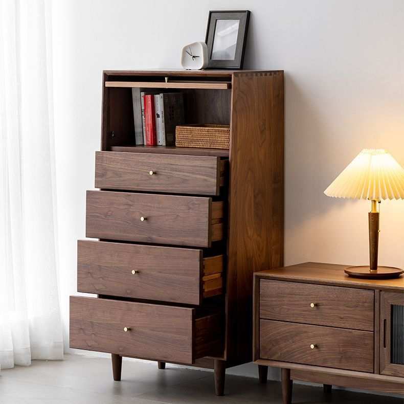 全实木黑胡桃木五斗柜北欧卧室五斗橱现代简樱桃木储物柜收纳柜