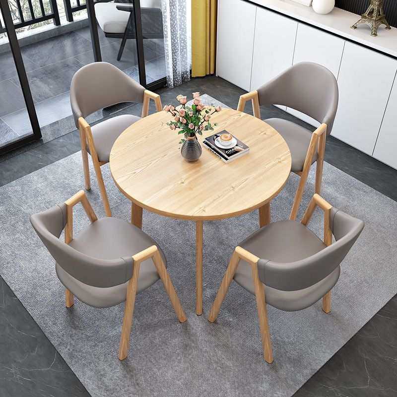 桌椅组合咖啡点奶茶店圆形桌子办公休闲小户型餐桌北欧家用
