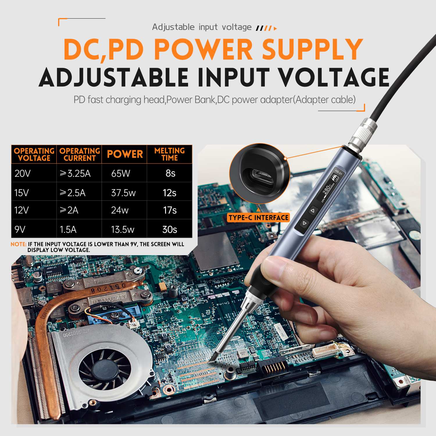 fnirsi智能电烙铁HS01便携式焊台PD65W内热式数显恒温维修焊接