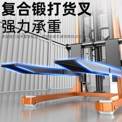 沪工手动堆高车液压升降叉车油压升高车搬运装卸车铲车2吨推高车