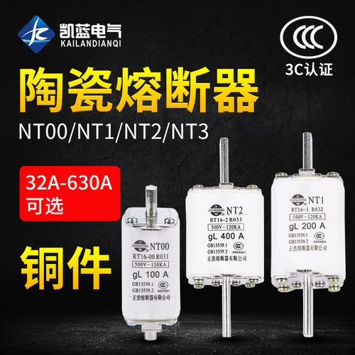 低压熔断器NT00/NT1/NT2熔芯陶瓷保险丝63A100A125A RT36-00 RT16