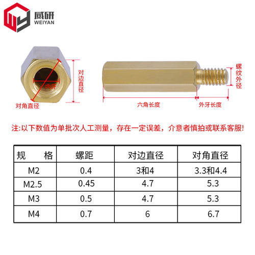 六角铜柱m2单头隔离柱通主板机箱电路pcb板链接柱螺母柱电子元件