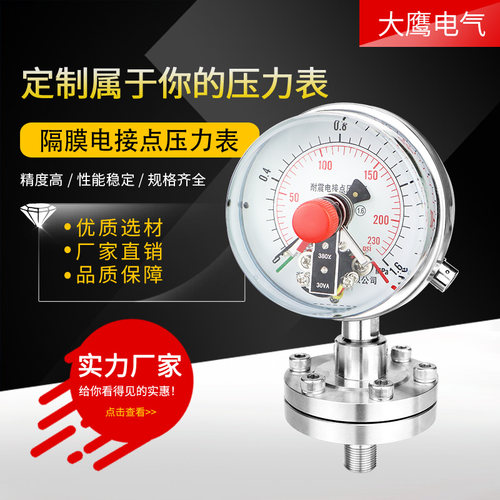 不锈钢耐震隔膜电接点压力表 螺纹连接耐腐蚀耐高温M20*1.5 DN15