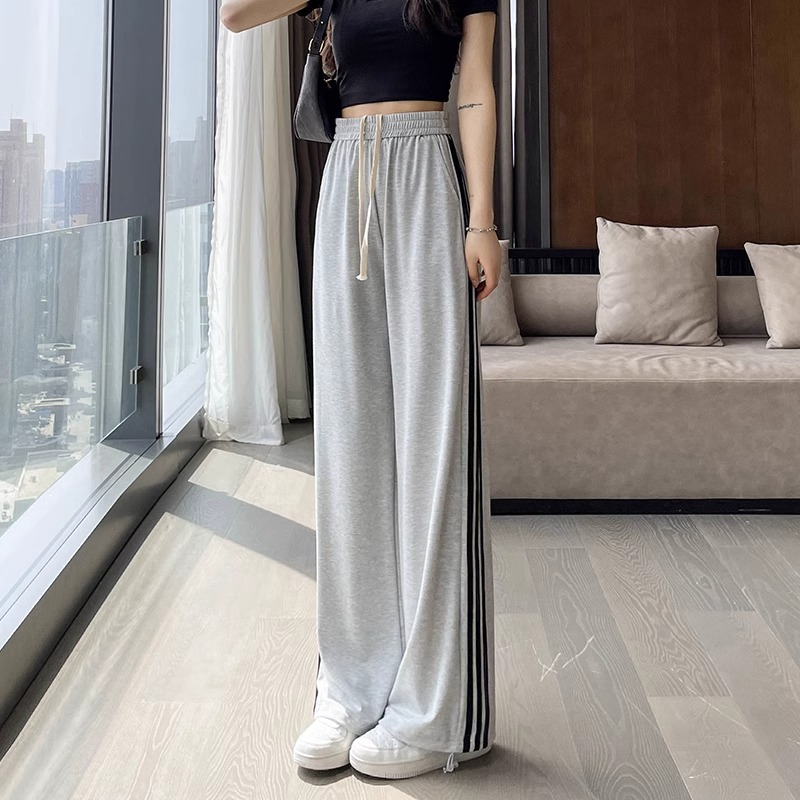 冰丝阔腿裤女夏季薄款2025新款高腰垂感显瘦小个子宽松拖地休闲裤