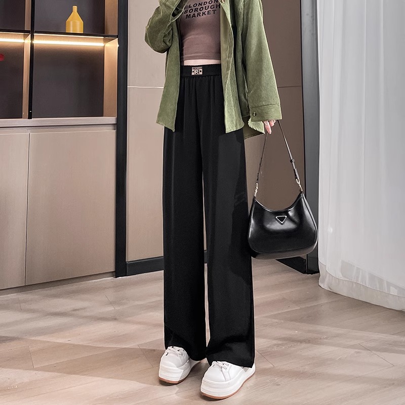 高腰阔腿裤女夏季薄款2025新款宽松显瘦大码垂感直筒西装休闲裤子
