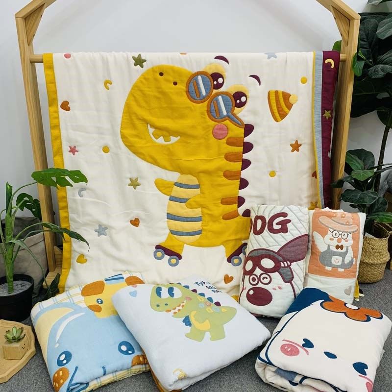 新款十层纯棉纱布盖毯提花卡通儿童款单人款盖被柔软空调毯夏凉被,床上用品,化纤被,淘宝优惠券,粉丝福利购,淘宝优惠卷