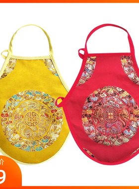 大红黄色龙凤吉祥 新生婴幼儿 传统绸缎红肚兜 手工 支持定制