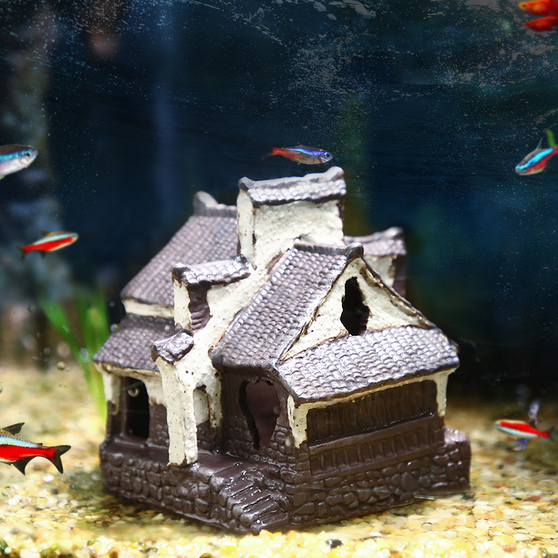 鱼缸造景躲避屋鱼虾躲藏洞陶瓷产卵罐创意装饰房子鱼巢繁殖罐包邮
