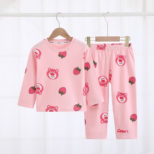 儿童睡衣套装春秋纯棉秋衣宝宝圆领套头女童家居服秋装男冬款保暖