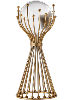 轻奢水晶球金属摆件玄关酒柜客厅家居办公室桌面美式北欧软装饰品