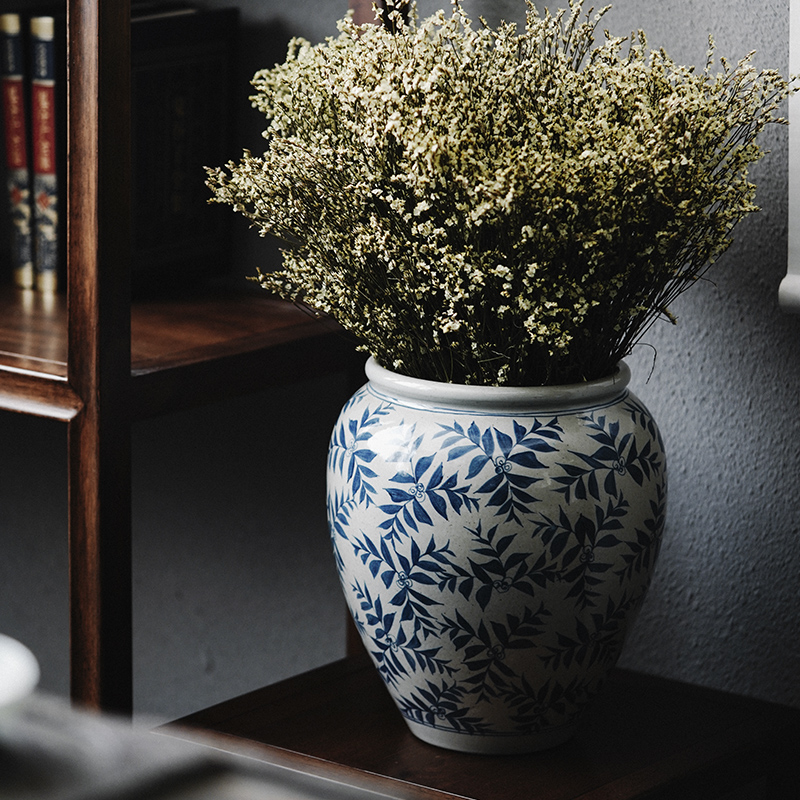 中式青花瓷手绘小插花瓶客厅摆件景德镇纯手工陶瓷创意水培花器