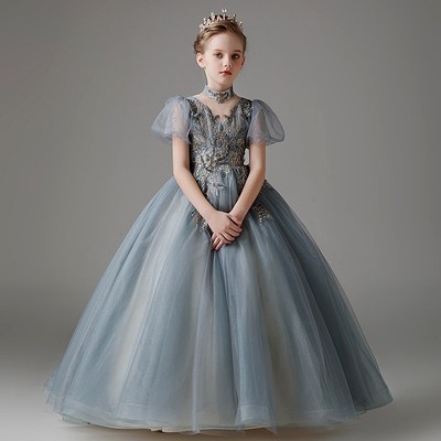 儿童高端晚礼服生日宴会女童主持人钢琴演出服小提琴模特走秀时尚