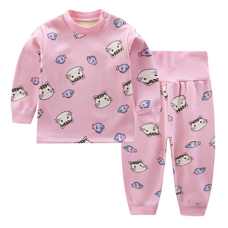 婴儿保暖内衣套装宝宝加绒加厚秋衣秋裤高腰男女儿童打底睡衣服冬