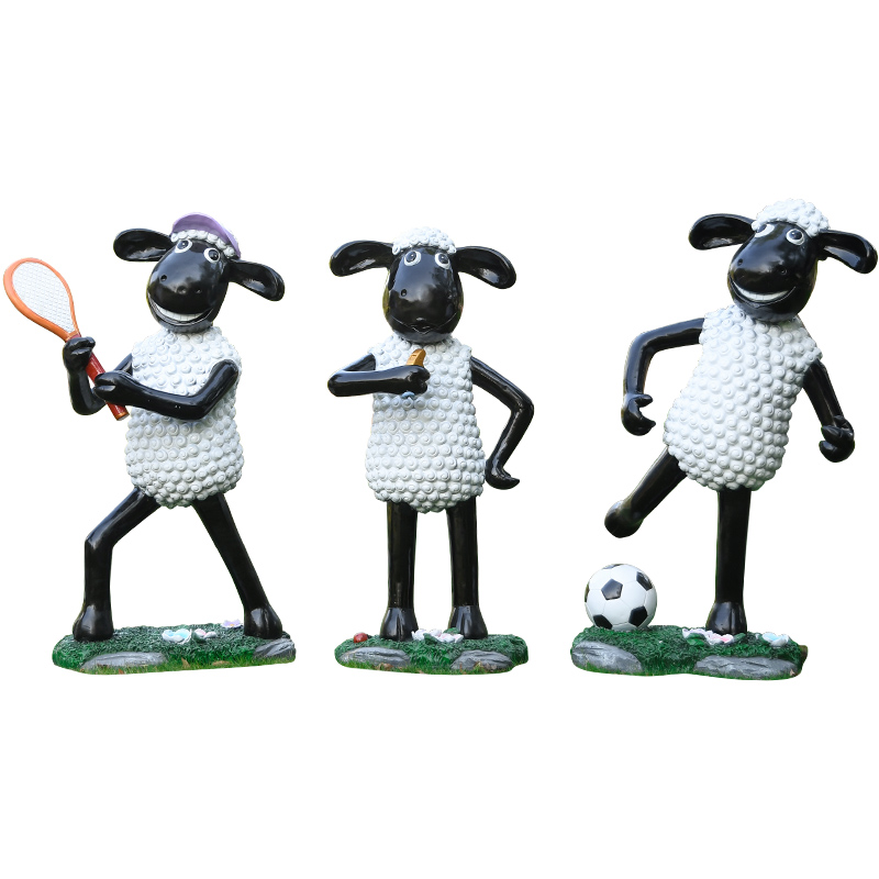 卡通玻璃钢小羊模型雕塑户外园林景观摆件楼盘景区美陈动物装饰品