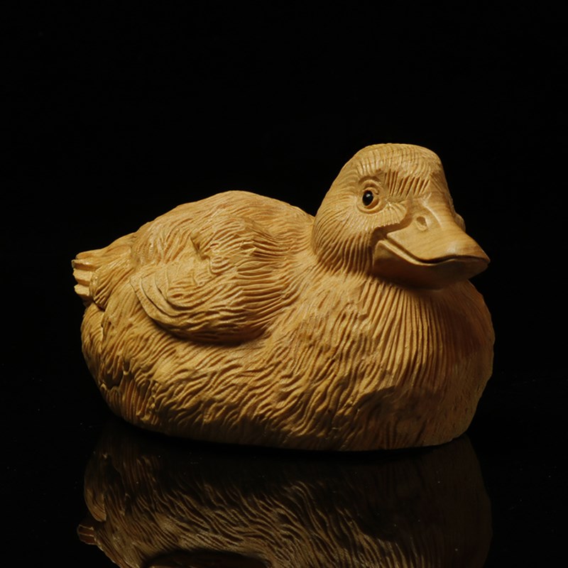 黄杨木雕实木工艺品家居催旺桃花转运鸳鸯鸭子摆件文玩手把件把玩