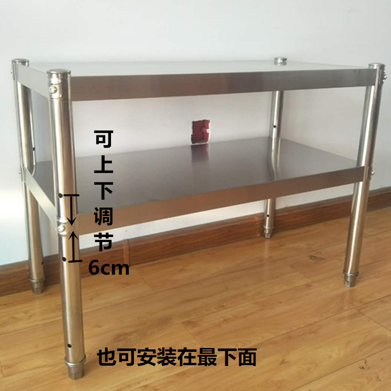 厨房不锈钢置物架2层微波炉收纳储物架落地家用烤箱架子锅架两层