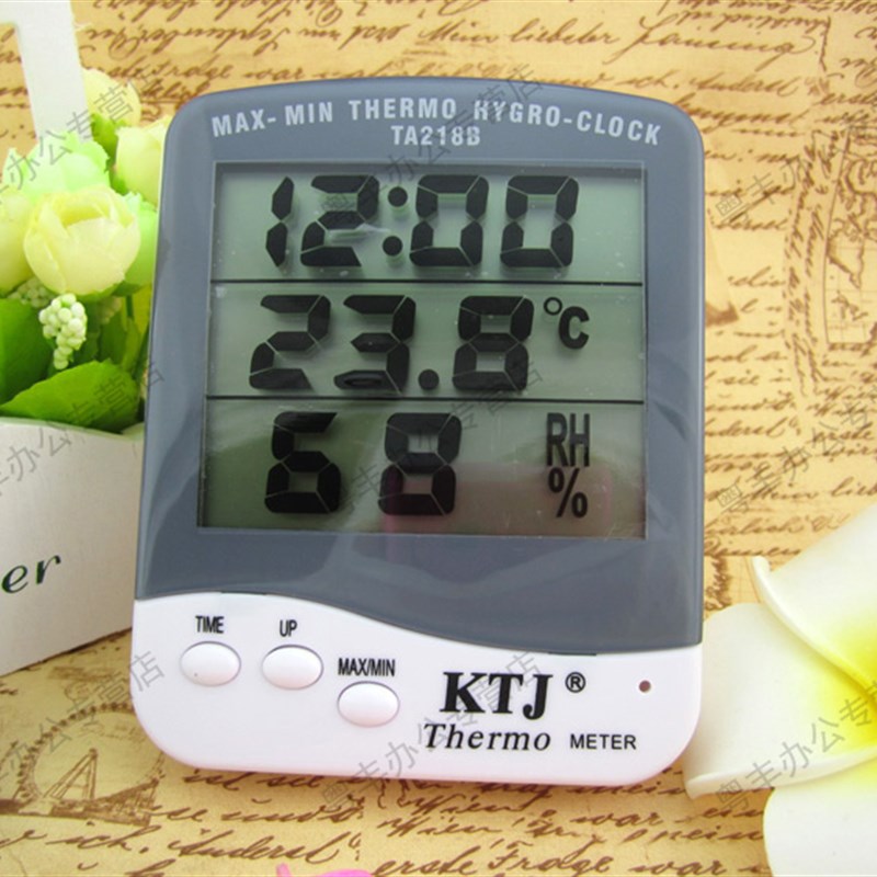 金拓佳 KTJ -TA218B 家用温度计 温湿度表 带时钟 电子温湿度计