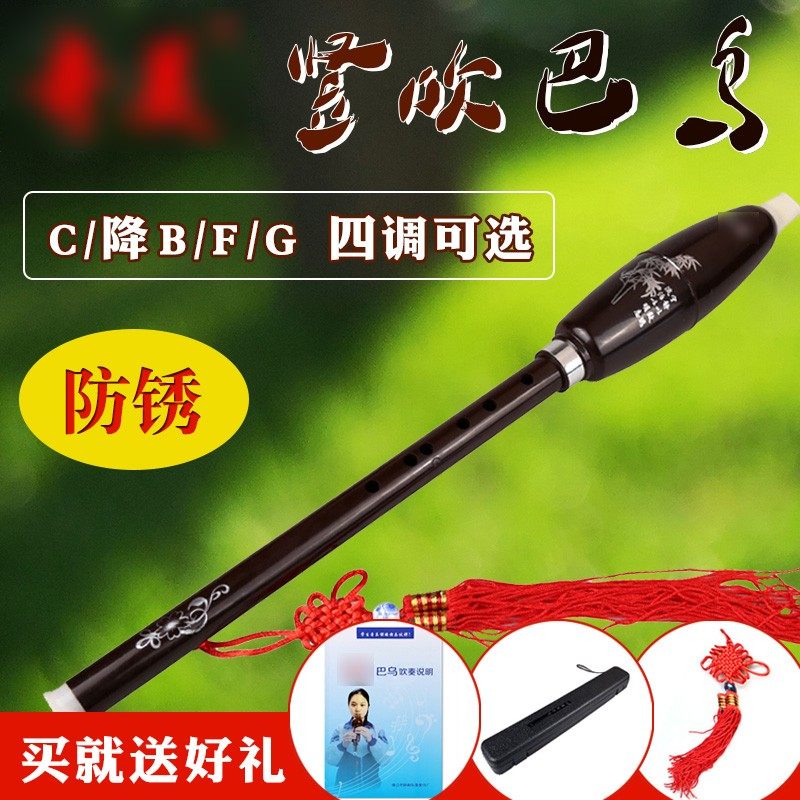 巴乌竖吹巴乌防摔C调降B调G调F调防锈儿童学生初学练习演奏紫檀色